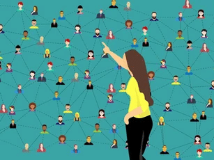Person pointing at a network of people