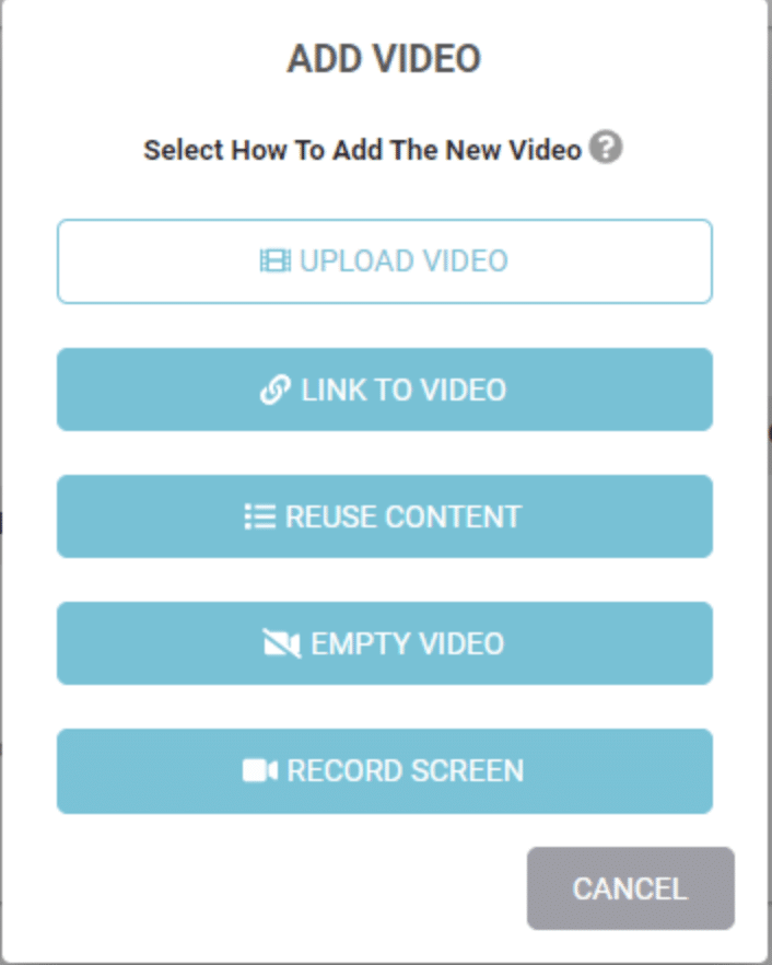 Options for adding videos